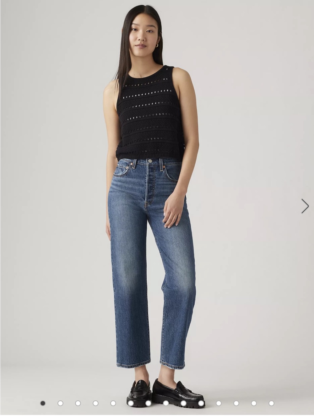 Levi’s Premium Denim Ribcage Straight Ankle W28 L27 EUC perfect wash button fly